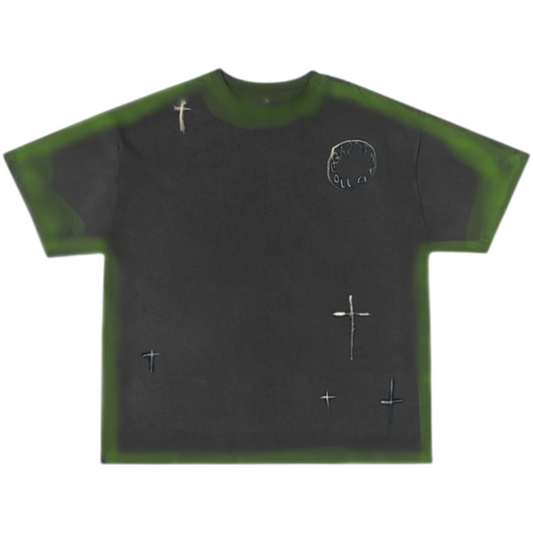 BLEACH SERIES Green Hue Oversized T-shirt in Black